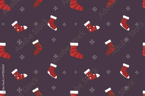Christmas Socks Flat Seamless Pattern