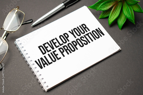 Develop your value proposition word. Business Marketing Words Typography Concept
