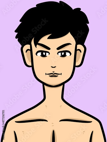 cute man cartoon on purple background