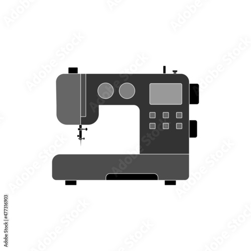 The icon of a modern sewing machine for sewing clothes on a white background.