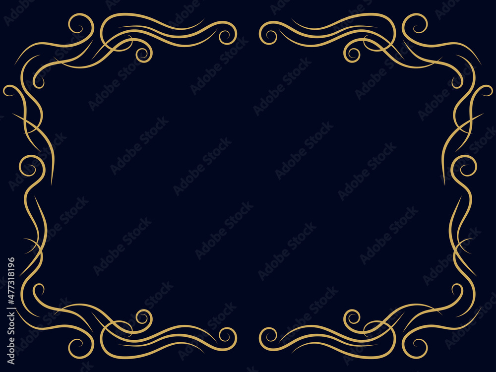 Art deco frame. Vintage linear border with curlicues. Art Nouveau design a template for invitations, leaflets and greeting cards. The style of the 1920s - 1930s. Vector illustration