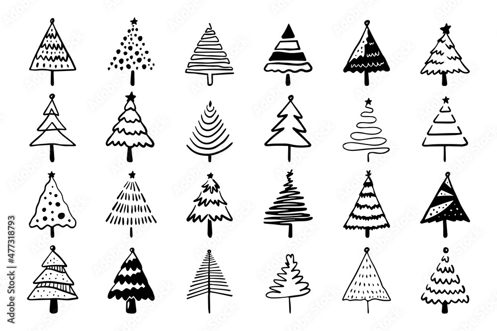 Christmas tree Icon Hand draw doodle Sketch Christmas tree Icon Hand draw doodle Sketch