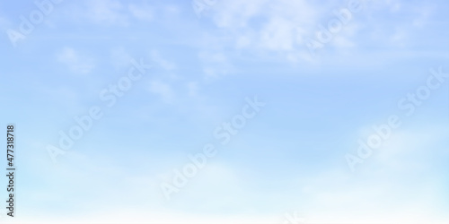 Panorama Clear blue sky and white cloud detail with copy space. Sky Landscape Background.Summer heaven with colorful clearing sky. Vector illustration. Good weather and beautiful nature.sky clouds ba © vensto