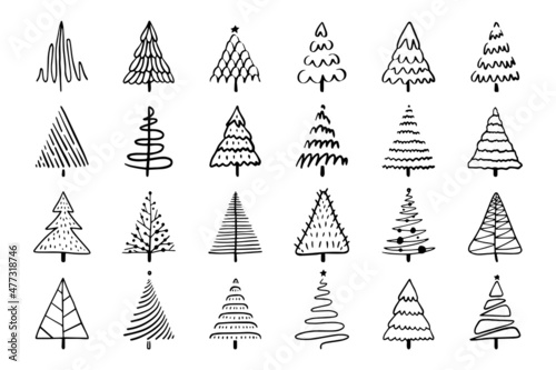 Christmas tree Icon Hand draw doodle Sketch