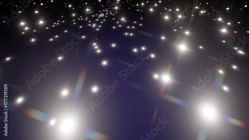 Sparkles glowing on dark background 3d rendering