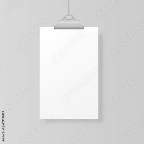 Realistic white poster hanging, photo picture set. © Little Monster 2070