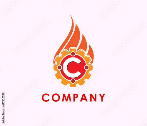fire gear logo design template with letter B design graphic illustration, usable logo for industrial. engineering. automotive