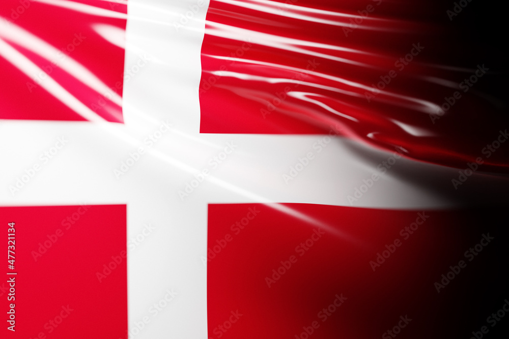 Obraz premium 3D illustration of the national waving flag of Denmark. Country symbol.
