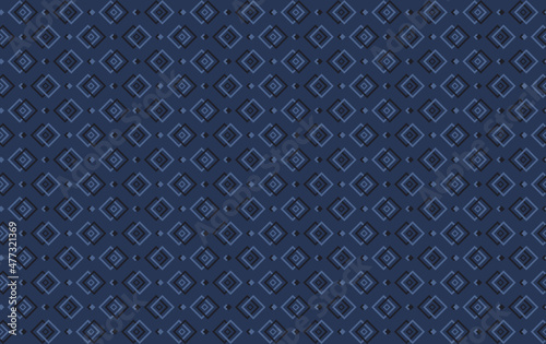 Geometric seamless pattern with overlapping square. Light and dark blue elements on indigo background. Vector illustration. For shirt textile cloth silk scarf bandana wallpaper mobile case cover 