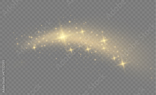 Christmas yellow light star dust  golden sparks.