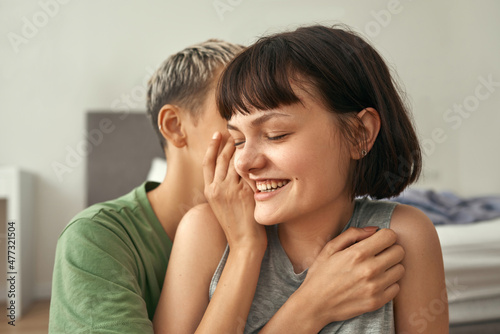 Young lesbian caucasian couple resting at home © Svitlana