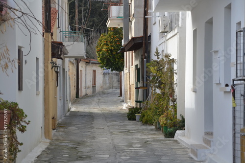 narrow street in the old town of island