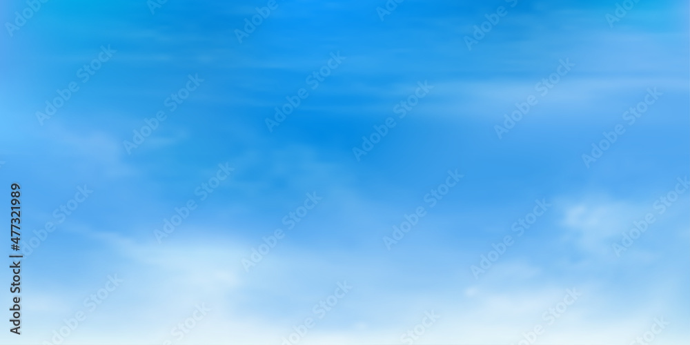 Panorama Clear blue sky and white cloud detail  with copy space. Sky Landscape Background.Summer heaven with colorful clearing sky. Vector illustration. Good weather and beautiful nature.sky clouds ba