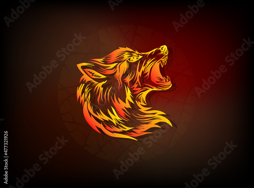 head wolf logo illustrations, roaring wolf
