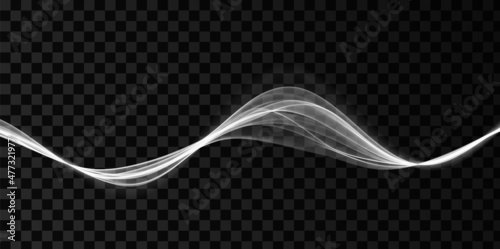 White abstract wave. Magic line design. Flow curve motion element. Neon gradient wavy illiustration.
