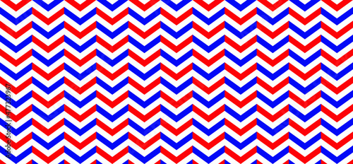 American patriotic seamless line pattern. Chevron zigzag lijn pattern. Memphis style. Flat vector zig zag sign. Chevrons wave line. Wavy stripes background. Retro pop art 80's 70's years. 