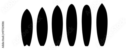 Fotografia Set of Black Silhouettes Surfboards Vector