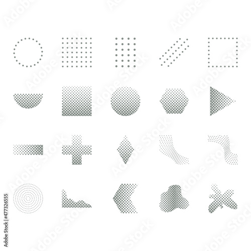 Best Collection Of Trendy Halftone Dot Geometric Shape Elements. Memphis design, Retro Design. Perfect for websites, advertisements, commercial banners, posters, leaflets, billboards, Templates.