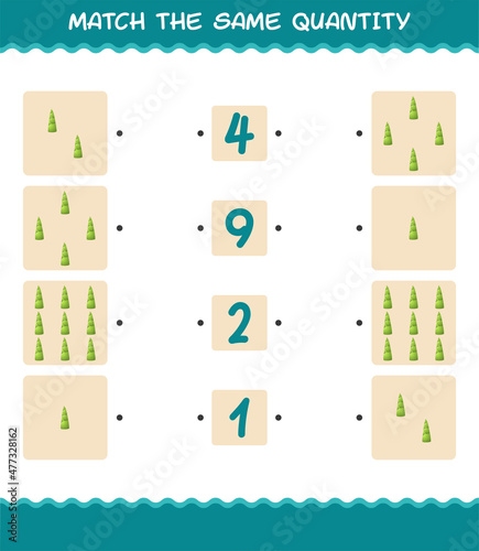 Match the same quantity of bamboo shoot. Counting game. Educational game for pre shool years kids and toddlers