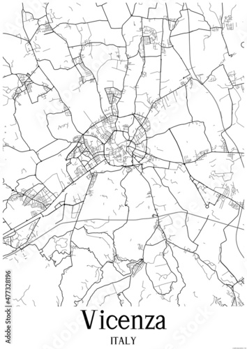 White map of Vicenza Italy.