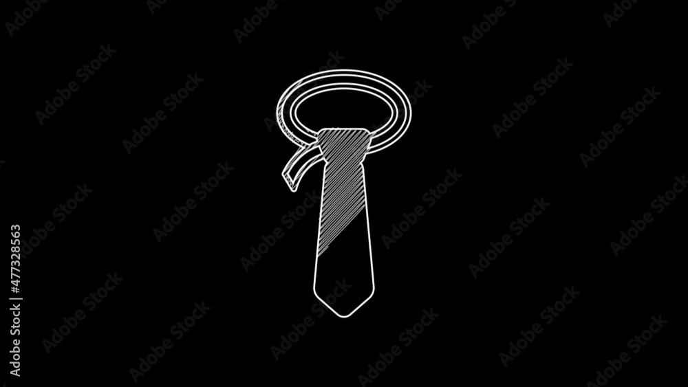 White line Tie icon isolated on black background. Necktie and neckcloth symbol. 4K Video motion graphic animation White line Tie icon isolated on black background. Necktie and neckcloth symbol. 4K Video motion graphic animation