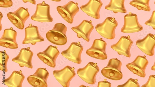 Wallpaper Mural pattern of golden bells pink background 3d render Torontodigital.ca