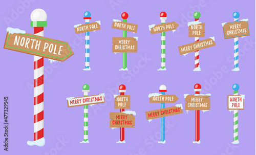 Winter holiday xmas signs for the north pole.