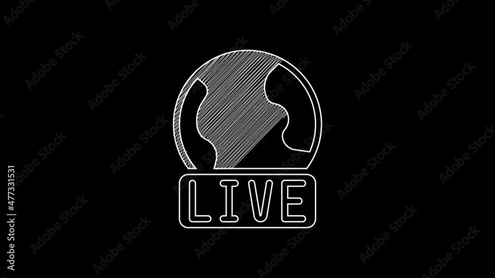 White line Live report icon isolated on black background. Live news, hot news. 4K Video motion graphic animation White line Live report icon isolated on black background. Live news, hot news. 4K Video motion graphic animation