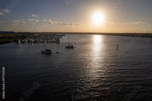 sunset over the river