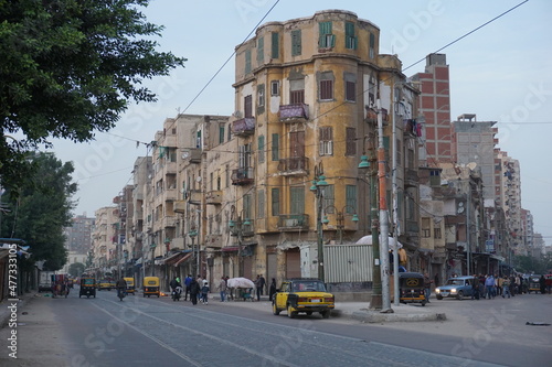 Street corner in Alexandria  Egypt  in December 2020