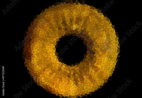 Conceptual creative photo of a male eye close-up macro painted isolated on a black background.