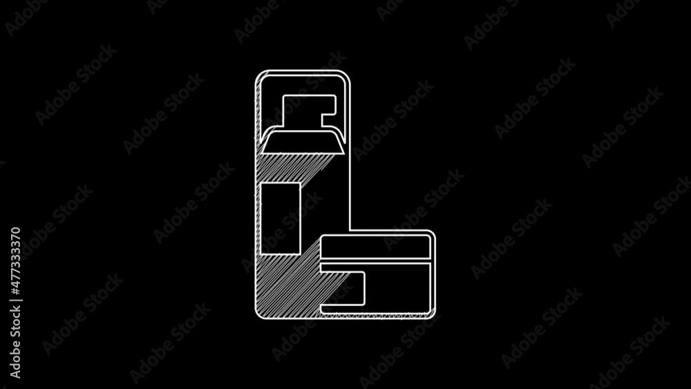 White line Shaving gel foam icon isolated on black background. Shaving cream. 4K Video motion graphic animation White line Shaving gel foam icon isolated on black background. Shaving cream. 4K Video motion graphic animation