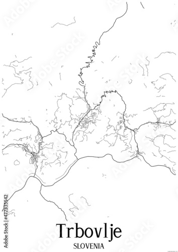 White map of Trbovlje Slovenia. photo