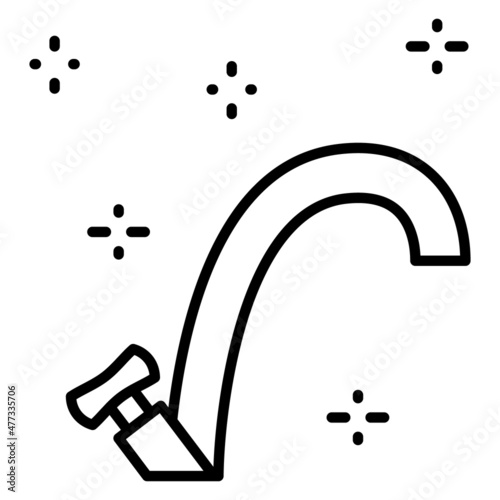 Kitchen faucet. The faucet for the washbasin in the bathroom. Vector icon, outline, isolated