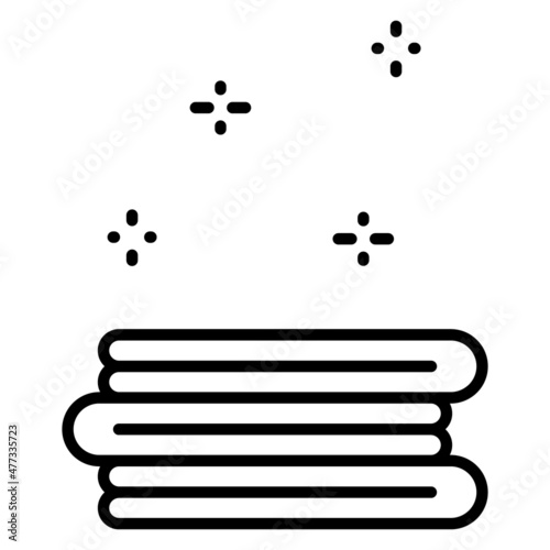 A stack of clean ironed linen, towels. Vector icon, outline, isolated