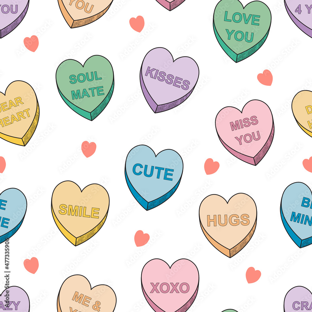 seamless pattern with Candy Hearts