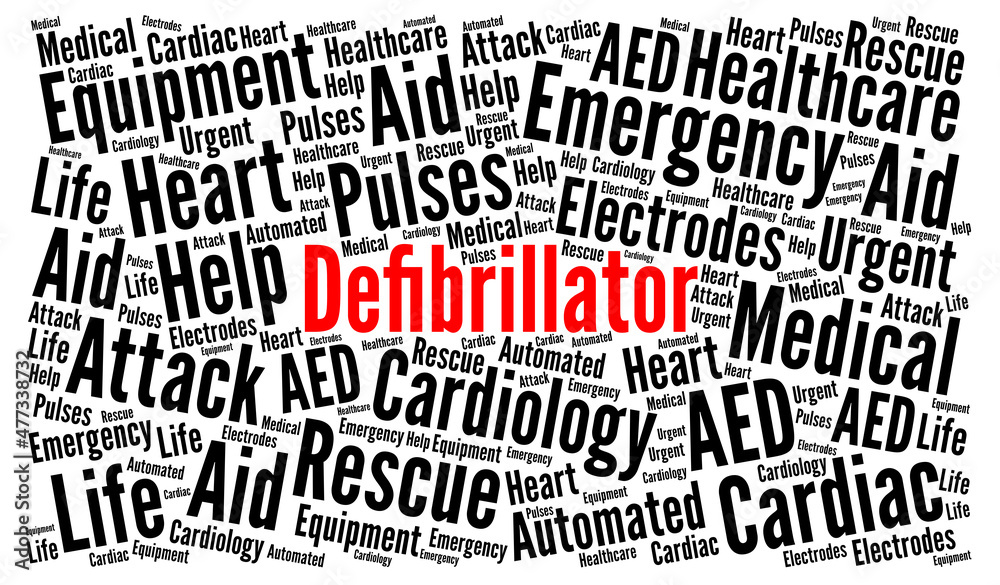 Defibrillator word cloud concept illustration