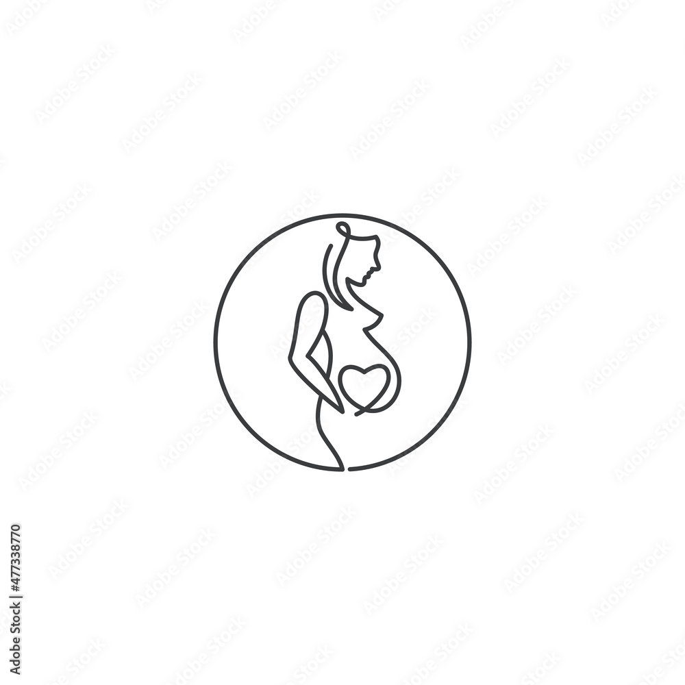 Pregnant Mom and Baby Heart logo design vector Pregnant Mom and Baby Heart logo design vector