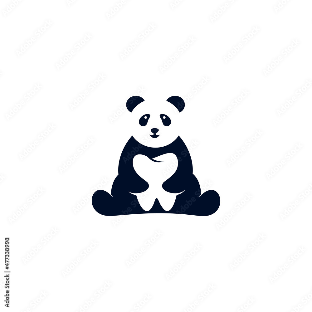 Naklejka premium panda dental vector logo design