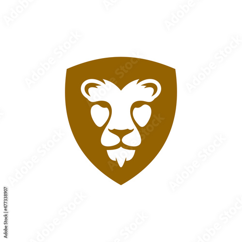 lion king shield guard vector logo design