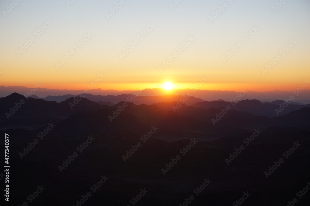 Sunrise from the summit of Mount Sinai, Sinai peninsula