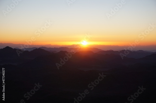 Sunrise from the summit of Mount Sinai, Sinai peninsula