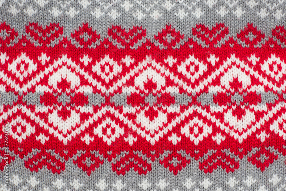 winter pattern on a sweater, red and white winter pattern on a sweater, red and white