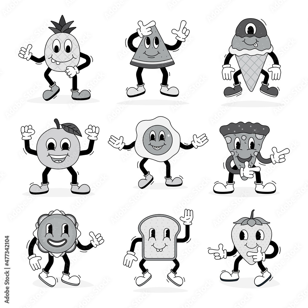 Set of 30s vintage cartoon characters Stock Vector | Adobe Stock