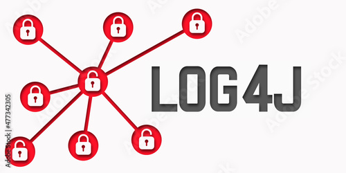 Log4J security vulnerability. Log4Shell. Web network infection concept.