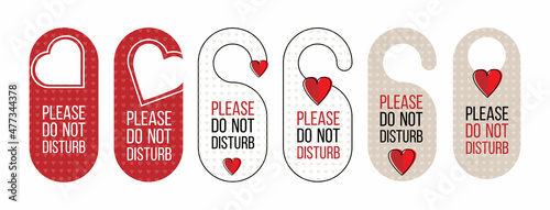 Tag door valentines disturb on red background. Vector icon. Holiday concept. Vector banner.