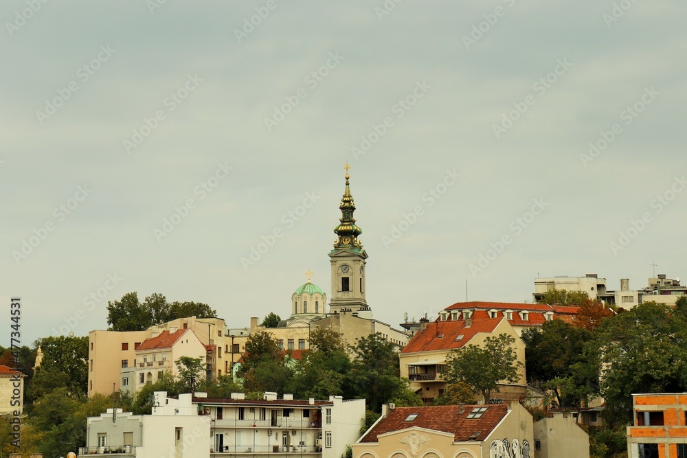 Belgrade, Serbia, View of the city on an autumn cloudy day 