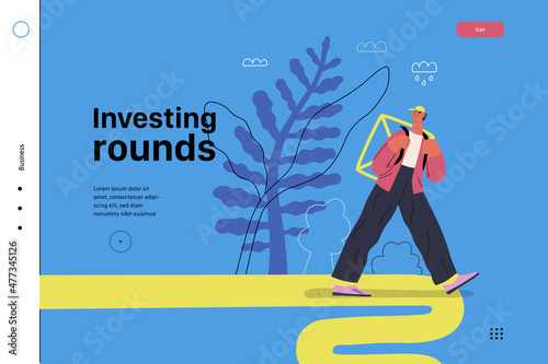 Startup illustration, website landing template. Concept of building new business