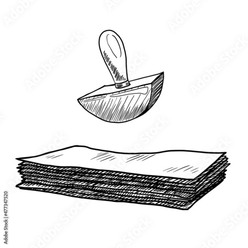 paperweight and paper stack vector illustration isolated on white background