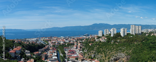 Rijeka, Croatia, a panoramic view over the city, beautiful Adriatic sea and Učka mountains